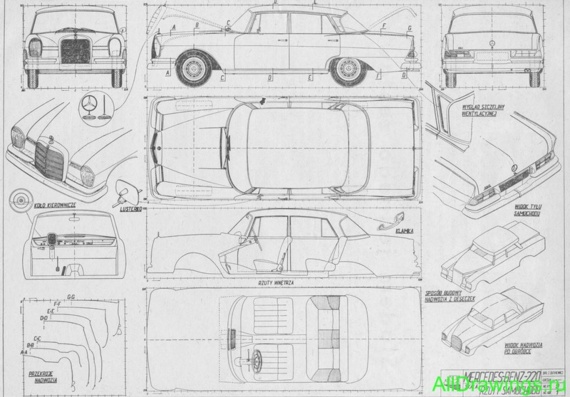 Mercedes Benz W 111 (1962) (Мерcедес Бенз В 111 (1962)) - чертежи (рисунки) автомобиля